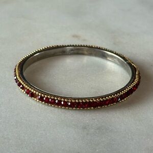 Vintage Ruby Red Jeweled Bangle Bracelet